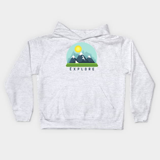 Explore Mountains Kids Hoodie by Climbinghub